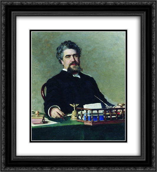 Portrait of engineer Ivan Yefgrafovich Adadurov 20x22 Black Ornate Wood Framed Art Print Poster with Double Matting by Repin, Ilya