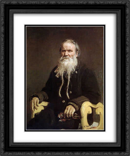 Portrait of Folk Story-teller V.P. Schegolenkov 20x24 Black Ornate Wood Framed Art Print Poster with Double Matting by Repin, Ilya