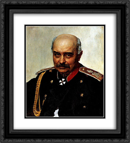 Portrait of general and statesman Mikhail Ivanovich Dragomirov 20x22 Black Ornate Wood Framed Art Print Poster with Double Matting by Repin, Ilya