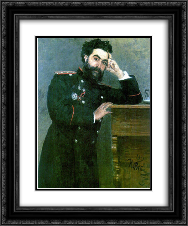 Portrait of I.R. Tarhanov 20x24 Black Ornate Wood Framed Art Print Poster with Double Matting by Repin, Ilya
