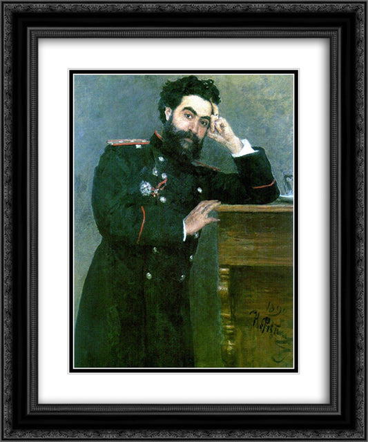Portrait of I.R. Tarhanov 20x24 Black Ornate Wood Framed Art Print Poster with Double Matting by Repin, Ilya