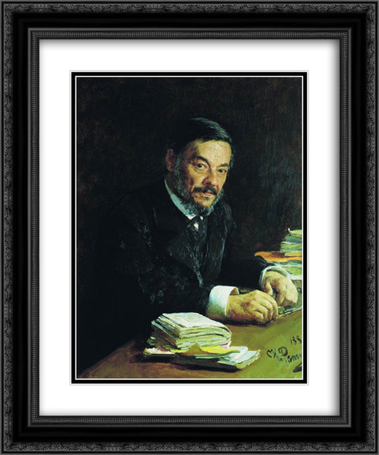 Portrait of Ivan Mikhaylovich Sechenov, Russian physiologist 20x24 Black Ornate Wood Framed Art Print Poster with Double Matting by Repin, Ilya