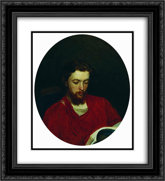 Portrait of Ivan Stepanovich Panov 20x22 Black Ornate Wood Framed Art Print Poster with Double Matting by Repin, Ilya