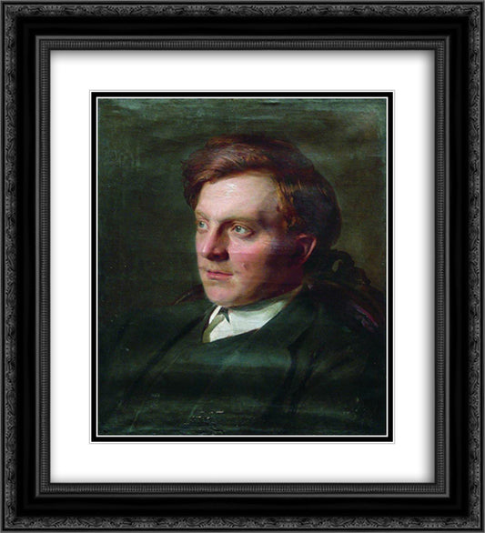 Portrait of Ivan Timofeevich Savenkov in his St. Petersburg university student 20x22 Black Ornate Wood Framed Art Print Poster with Double Matting by Repin, Ilya