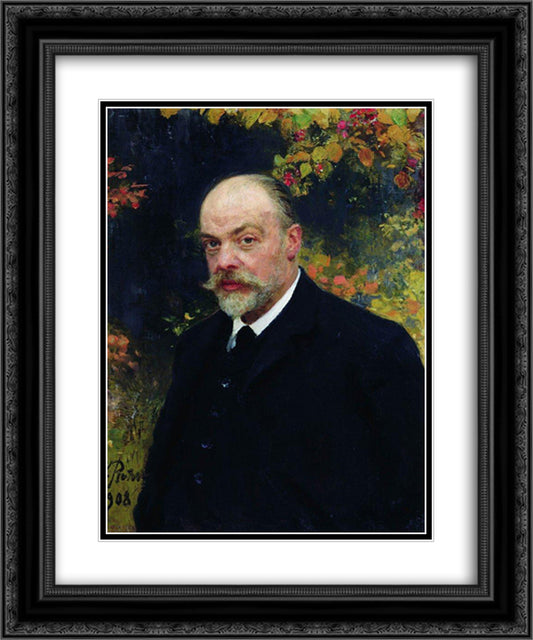 Portrait of Kryuchkov 20x24 Black Ornate Wood Framed Art Print Poster with Double Matting by Repin, Ilya