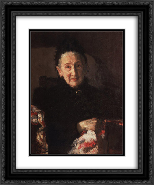 Portrait of L.I. Shestakova, sister of composer Mikhail Glinka 20x24 Black Ornate Wood Framed Art Print Poster with Double Matting by Repin, Ilya