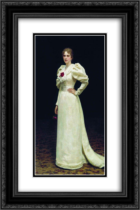 Portrait of L.P. Steinheil 16x24 Black Ornate Wood Framed Art Print Poster with Double Matting by Repin, Ilya