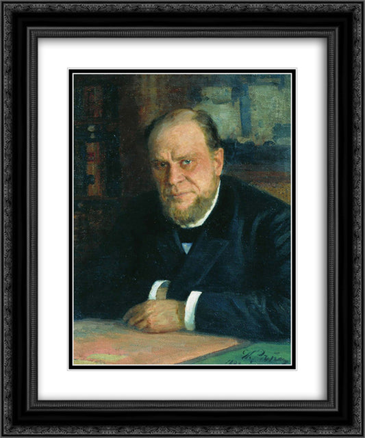 Portrait of lawyer Anatoly Fyodorovichm Koni 20x24 Black Ornate Wood Framed Art Print Poster with Double Matting by Repin, Ilya