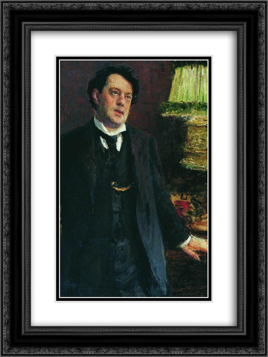 Portrait of lawyer Oskar Osipovich Grusenberg 18x24 Black Ornate Wood Framed Art Print Poster with Double Matting by Repin, Ilya