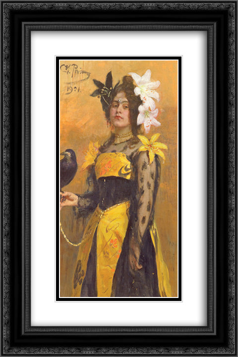 Portrait of Lydia Kuznetsova 16x24 Black Ornate Wood Framed Art Print Poster with Double Matting by Repin, Ilya