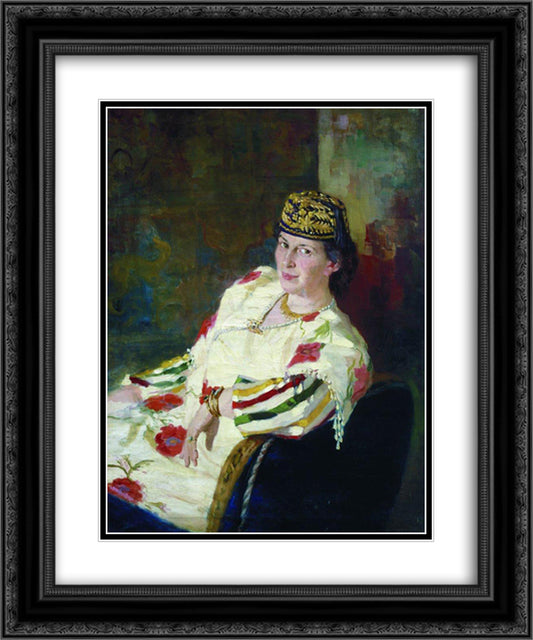 Portrait of Mara Konstantinovna Oliv 20x24 Black Ornate Wood Framed Art Print Poster with Double Matting by Repin, Ilya