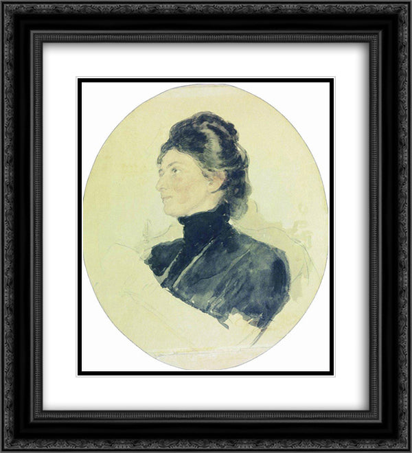 Portrait of Maria Borisovna Chukovskaya 20x22 Black Ornate Wood Framed Art Print Poster with Double Matting by Repin, Ilya