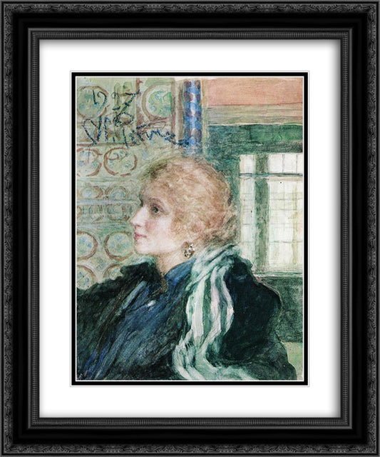 Portrait of Maria Klopushina 20x24 Black Ornate Wood Framed Art Print Poster with Double Matting by Repin, Ilya
