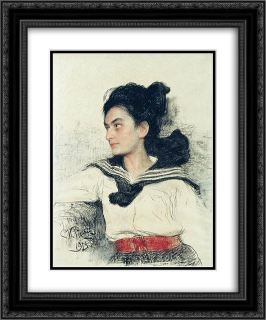 Portrait of Maria Osipovna Lowenfeld 20x24 Black Ornate Wood Framed Art Print Poster with Double Matting by Repin, Ilya