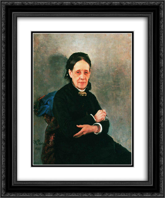 Portrait of Nadezhda Stasova 20x24 Black Ornate Wood Framed Art Print Poster with Double Matting by Repin, Ilya