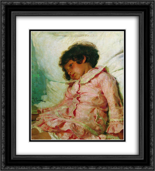 Portrait of Nadya Repina 20x22 Black Ornate Wood Framed Art Print Poster with Double Matting by Repin, Ilya