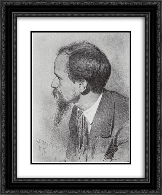 Portrait of P.P. Chistyakov 20x24 Black Ornate Wood Framed Art Print Poster with Double Matting by Repin, Ilya