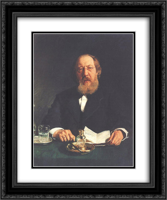 Portrait of poet and slavophile Ivan Sergeyevich Aksakov 20x24 Black Ornate Wood Framed Art Print Poster with Double Matting by Repin, Ilya