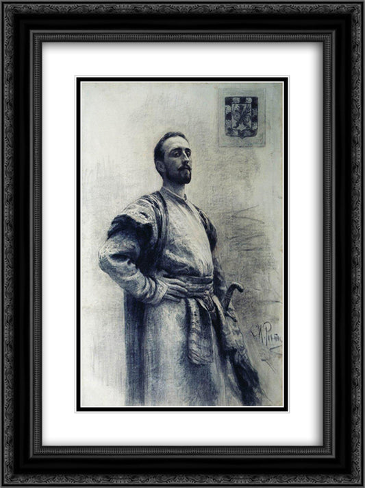Portrait of Romanov 18x24 Black Ornate Wood Framed Art Print Poster with Double Matting by Repin, Ilya