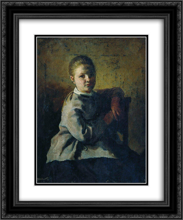 Portrait of S.A. Repina 20x24 Black Ornate Wood Framed Art Print Poster with Double Matting by Repin, Ilya