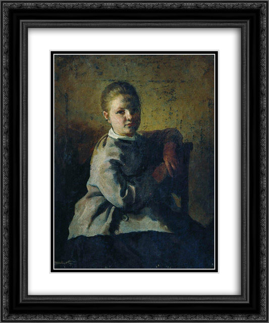 Portrait of S.A. Repina 20x24 Black Ornate Wood Framed Art Print Poster with Double Matting by Repin, Ilya