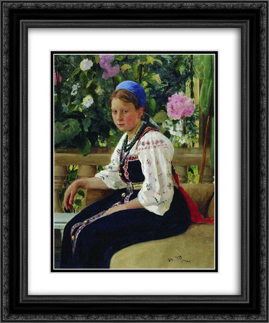 Portrait of S.F. Mamontova 20x24 Black Ornate Wood Framed Art Print Poster with Double Matting by Repin, Ilya