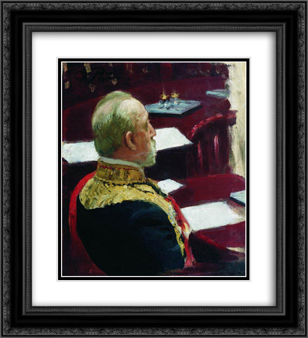 Portrait of Secretary of State, general and member of State Council Mikhail Nikolayevich Galkin-Vraskoi 20x22 Black Ornate Wood Framed Art Print Poster with Double Matting by Repin, Ilya