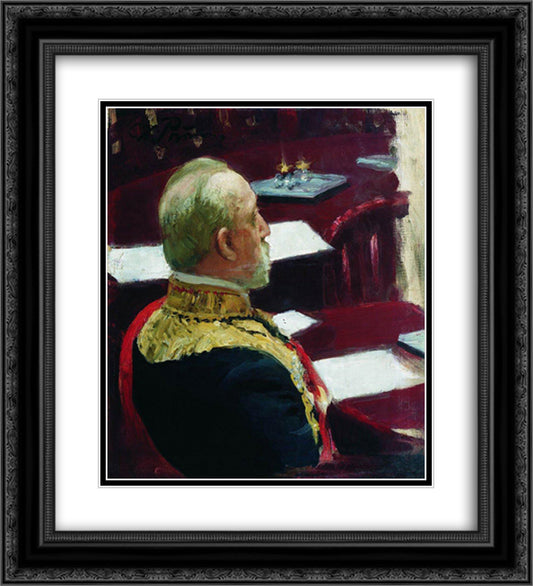 Portrait of Secretary of State, general and member of State Council Mikhail Nikolayevich Galkin-Vraskoi 20x22 Black Ornate Wood Framed Art Print Poster with Double Matting by Repin, Ilya