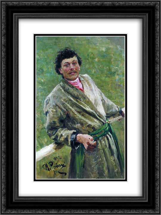 Portrait of Sidor Shavrov 18x24 Black Ornate Wood Framed Art Print Poster with Double Matting by Repin, Ilya