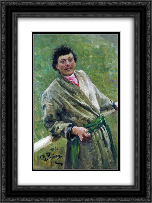 Portrait of Sidor Shavrov 18x24 Black Ornate Wood Framed Art Print Poster with Double Matting by Repin, Ilya