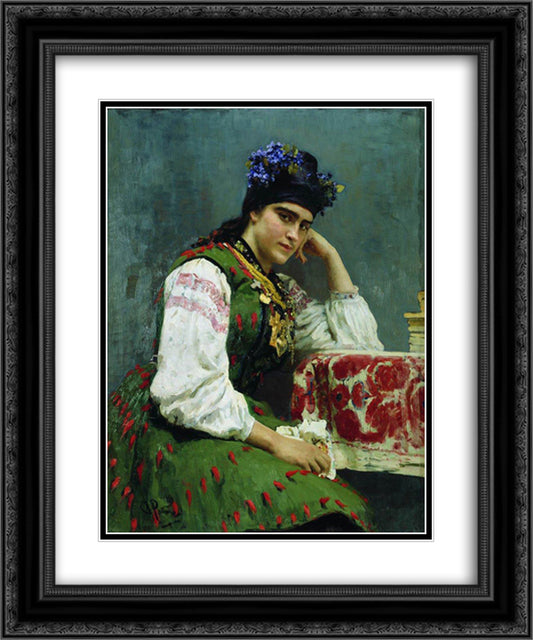 Portrait of Sophia Dragomirova 20x24 Black Ornate Wood Framed Art Print Poster with Double Matting by Repin, Ilya
