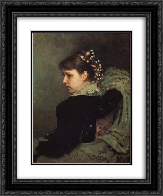 Portrait of Tatiana Rechinskay 20x24 Black Ornate Wood Framed Art Print Poster with Double Matting by Repin, Ilya