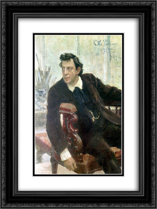 Portrait of the Actor Pavel Samoylov 18x24 Black Ornate Wood Framed Art Print Poster with Double Matting by Repin, Ilya