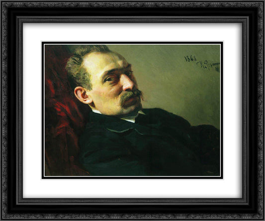 Portrait of the architect Philip Dmitrievich Hloboschin 24x20 Black Ornate Wood Framed Art Print Poster with Double Matting by Repin, Ilya