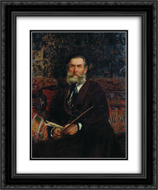 Portrait of the Artist A. P. Bogolubov 20x24 Black Ornate Wood Framed Art Print Poster with Double Matting by Repin, Ilya