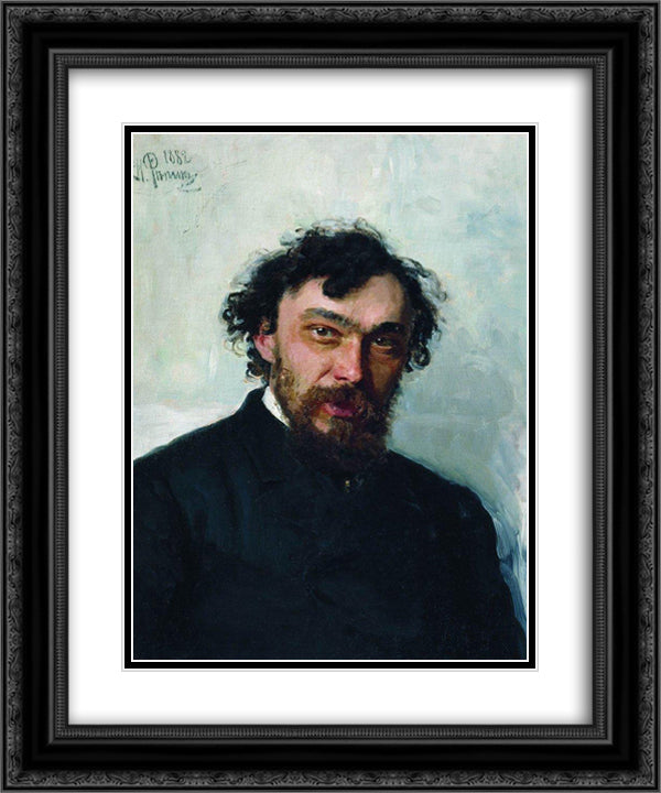 Portrait of the Artist Ivan P. Pohitonov 20x24 Black Ornate Wood Framed Art Print Poster with Double Matting by Repin, Ilya