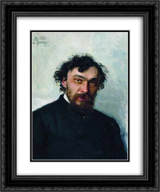 Portrait of the Artist Ivan P. Pohitonov 20x24 Black Ornate Wood Framed Art Print Poster with Double Matting by Repin, Ilya