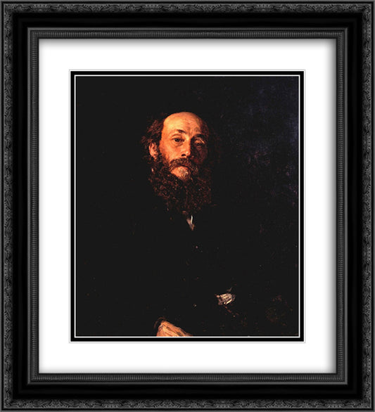 Portrait of the Artist Nikolay Gay 20x22 Black Ornate Wood Framed Art Print Poster with Double Matting by Repin, Ilya
