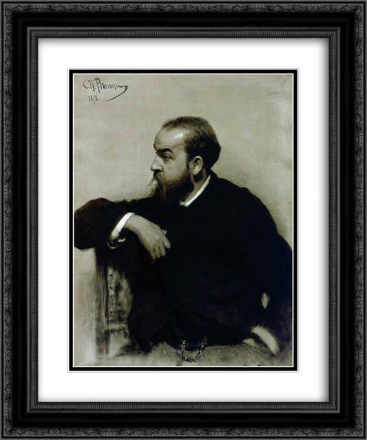 Portrait of the artist R. S. Levitsky 20x24 Black Ornate Wood Framed Art Print Poster with Double Matting by Repin, Ilya
