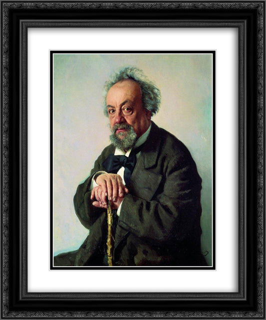 Portrait of the Author Alexey Pisemsky 20x24 Black Ornate Wood Framed Art Print Poster with Double Matting by Repin, Ilya