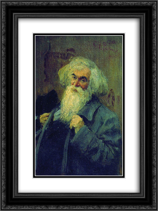 Portrait of the author Ieronim Yasinsky 18x24 Black Ornate Wood Framed Art Print Poster with Double Matting by Repin, Ilya
