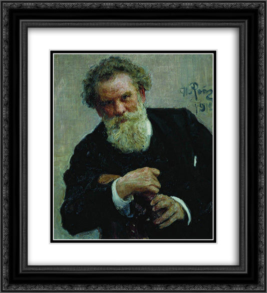 Portrait of the Author Vladimir Korolemko 20x22 Black Ornate Wood Framed Art Print Poster with Double Matting by Repin, Ilya