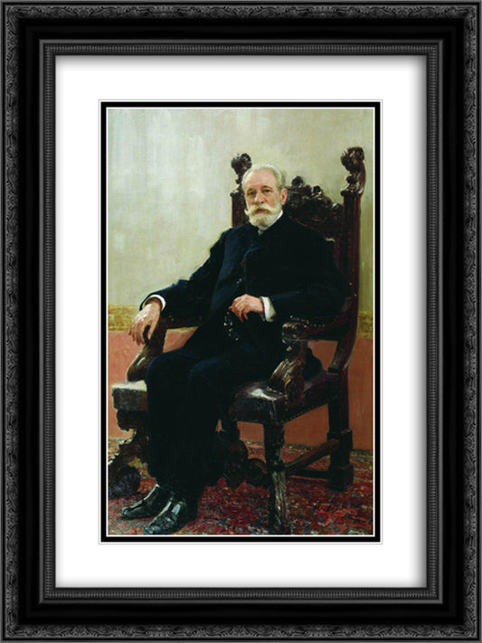 Portrait of the Chairman of the Azov-Don Commercial Bank in St. Petersburg, A.B. Nenttsel 18x24 Black Ornate Wood Framed Art Print Poster with Double Matting by Repin, Ilya