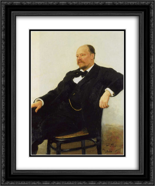 Portrait of the composer Anatoly Konstantinovich Lyadov 20x24 Black Ornate Wood Framed Art Print Poster with Double Matting by Repin, Ilya