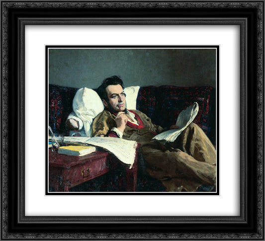 Portrait of the Composer Mikhail Glinka 22x20 Black Ornate Wood Framed Art Print Poster with Double Matting by Repin, Ilya