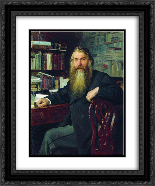 Portrait of the historian and archaeologist Ivan Egorovich Zabelin 20x24 Black Ornate Wood Framed Art Print Poster with Double Matting by Repin, Ilya