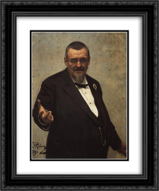 Portrait of the Lawyer Vladimir Spasovitch 20x24 Black Ornate Wood Framed Art Print Poster with Double Matting by Repin, Ilya