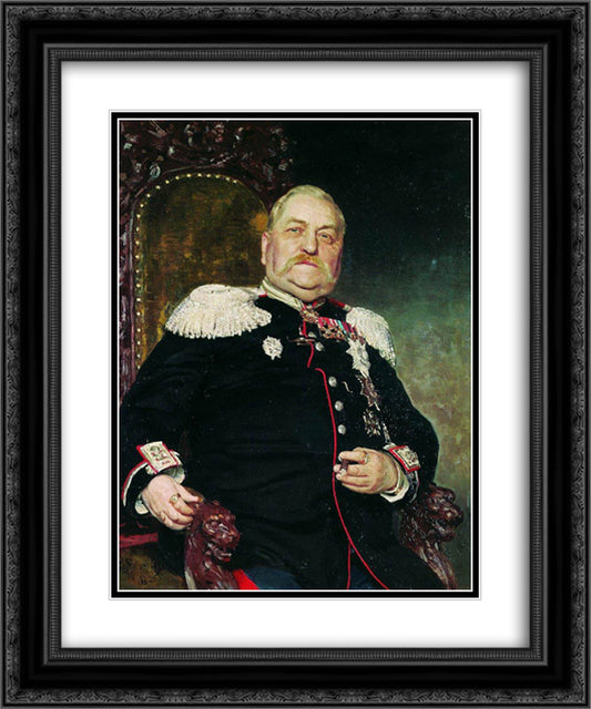 Portrait of the Military Engineer Andrey Delvig 20x24 Black Ornate Wood Framed Art Print Poster with Double Matting by Repin, Ilya