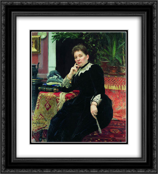 Portrait of the philanthropist Olga Sergeyevna Aleksandrova-Heinz 20x22 Black Ornate Wood Framed Art Print Poster with Double Matting by Repin, Ilya