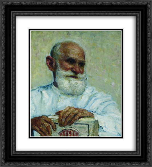 Portrait of the physiologist Ivan Petrovich Pavlov 20x22 Black Ornate Wood Framed Art Print Poster with Double Matting by Repin, Ilya